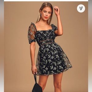 Lulu's Radiant Love Black Floral Mini Dress